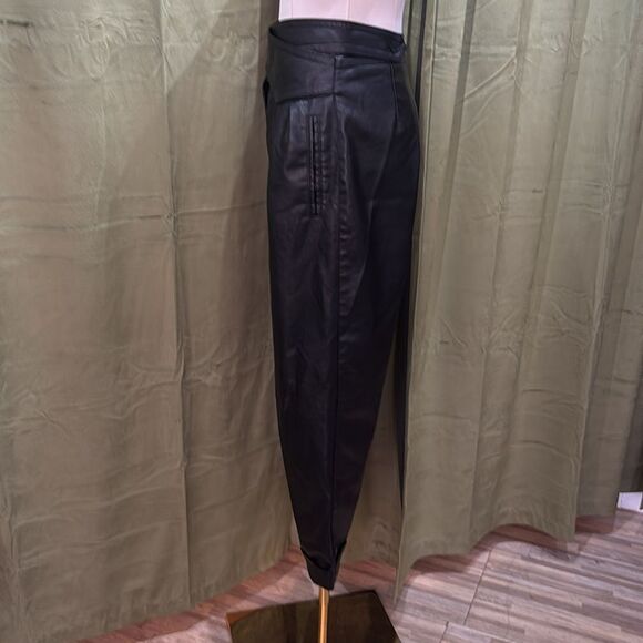 House of CB High-Waisted twisted waistband Black Leather Pants, S - Picture 6 of 11
